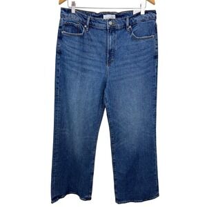 Loft The Wide Leg Jeans Women 12P High Rise Petite Denim Stretch 31P Blue C18